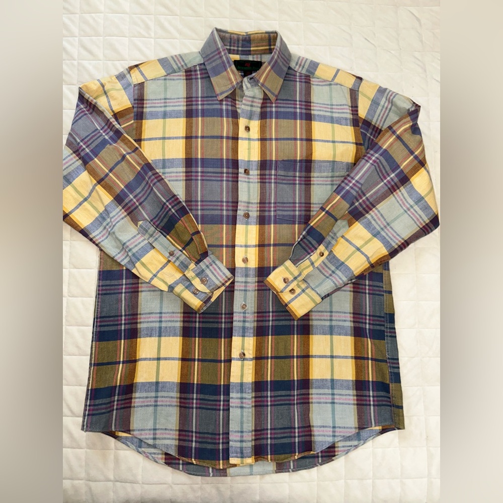 Vtg Abercrombie & Fitch Mens Multicolor Plaid Button-Up Shirt Medium 100% Cotton